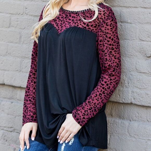 Animal Print Mesh Long Sleeve Top - Picture 4 of 4